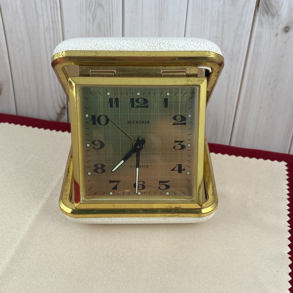 Vintage Bucherer 2 jewels wind-up Swiss Made Alarm Clock for the World Traveler